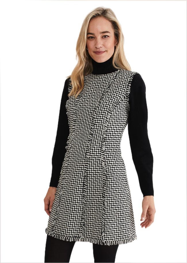  Arie Tweed Mini Dress Black/White 221573725