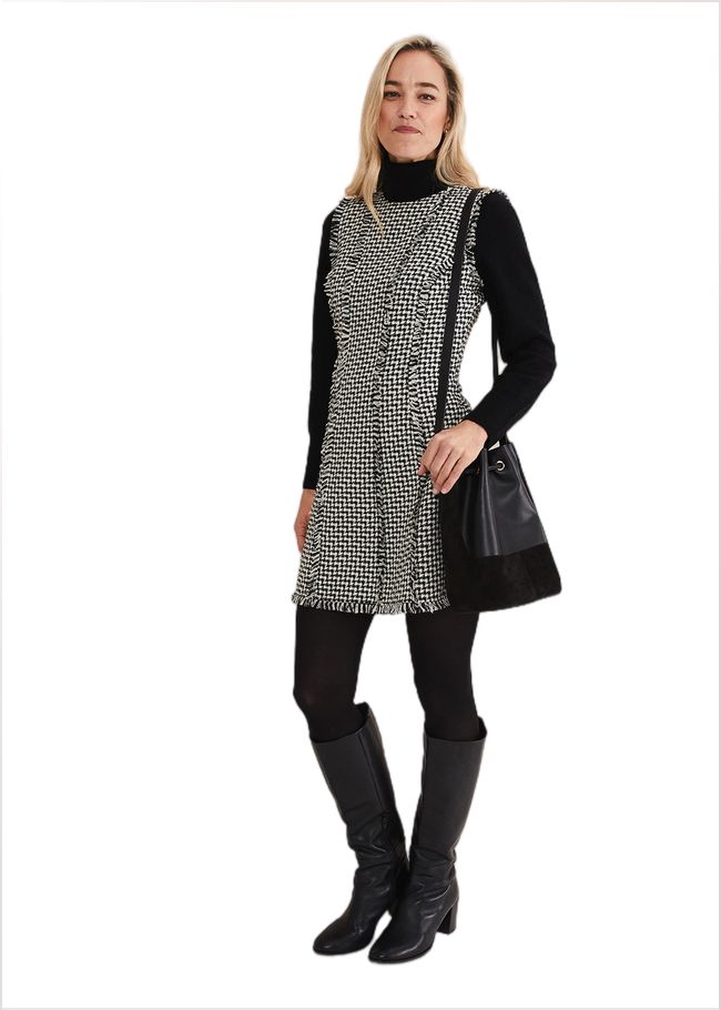  Arie Tweed Mini Dress Black/White 221573725