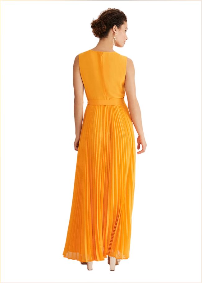  Mollie Pleat Maxi Dress Bright Orange 221574959