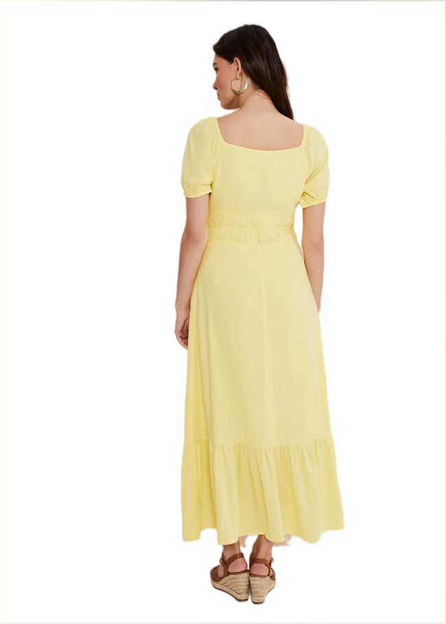  Maribella Linen Midi Dress Lemon 221575316