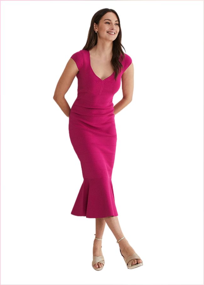  Martha Bandage Midi Dress Magenta 221576463