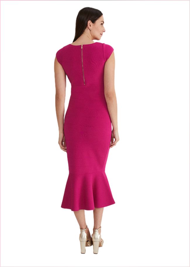  Martha Bandage Midi Dress Magenta 221576463