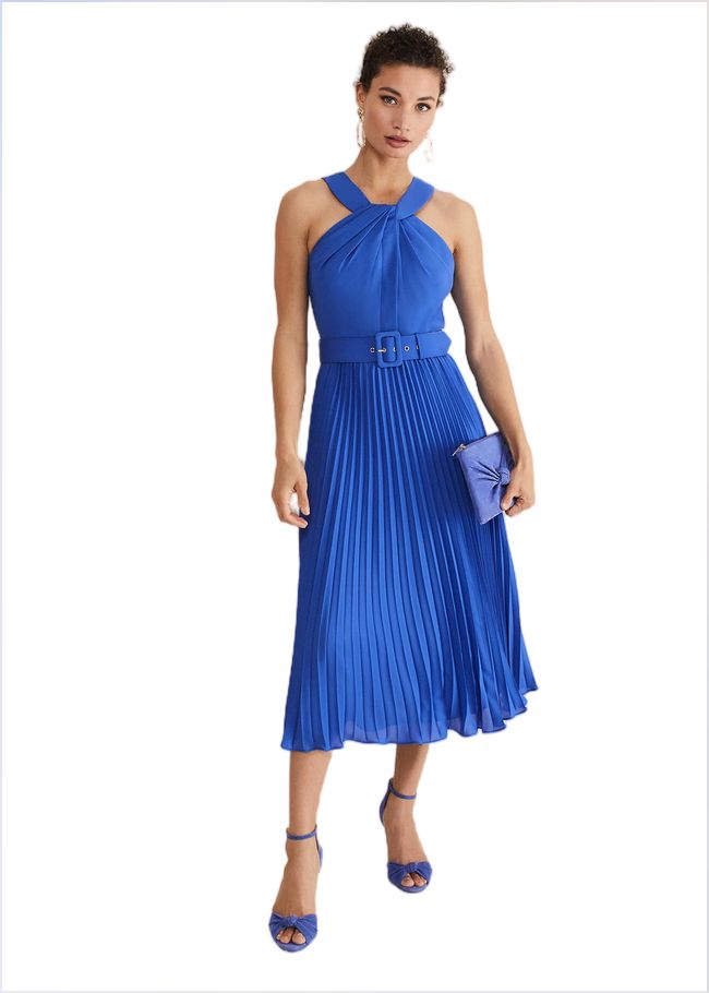  Yas Blue Halterneck Midi Dress Azure Blue 221577296