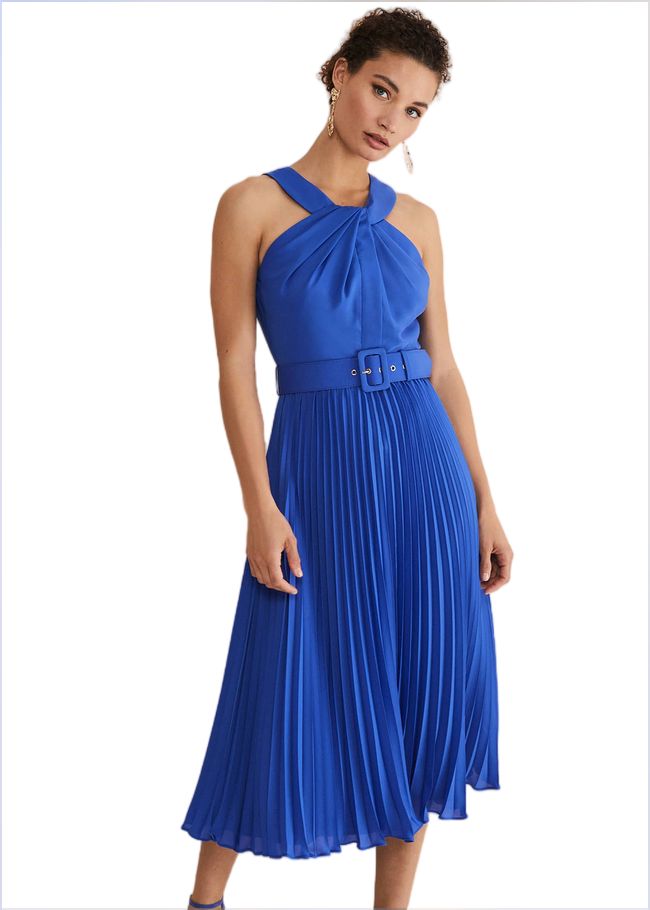  Yas Blue Halterneck Midi Dress Azure Blue 221577296