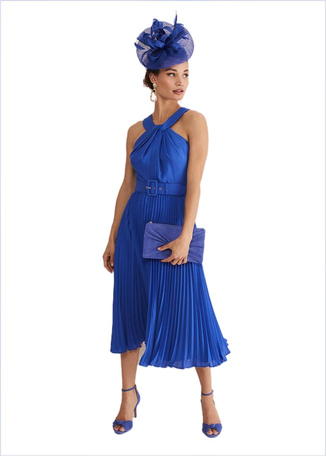  Yas Blue Halterneck Midi Dress Azure Blue 221577296