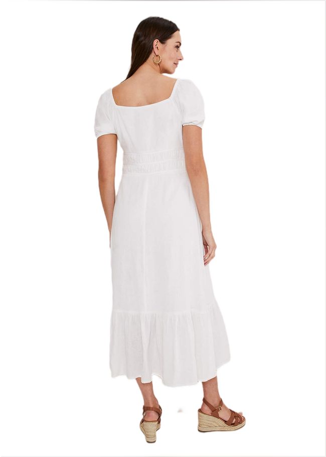  Maribella Linen Midi Dress White 221578055