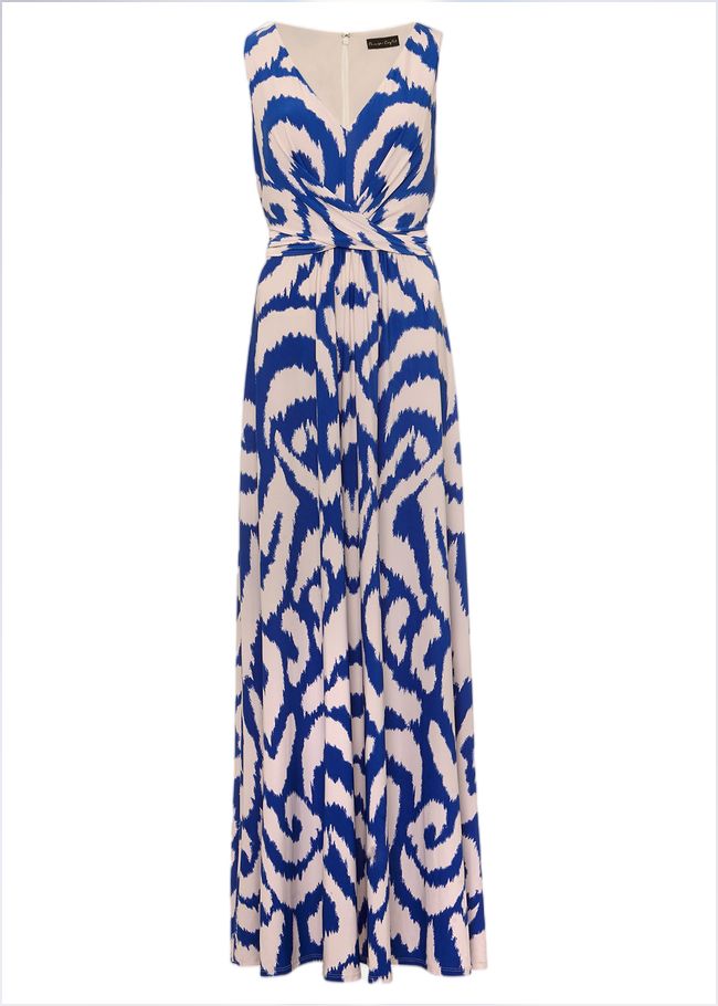  Artemis Jersey Print Maxi Dress Azure Blue/Cream 221579160