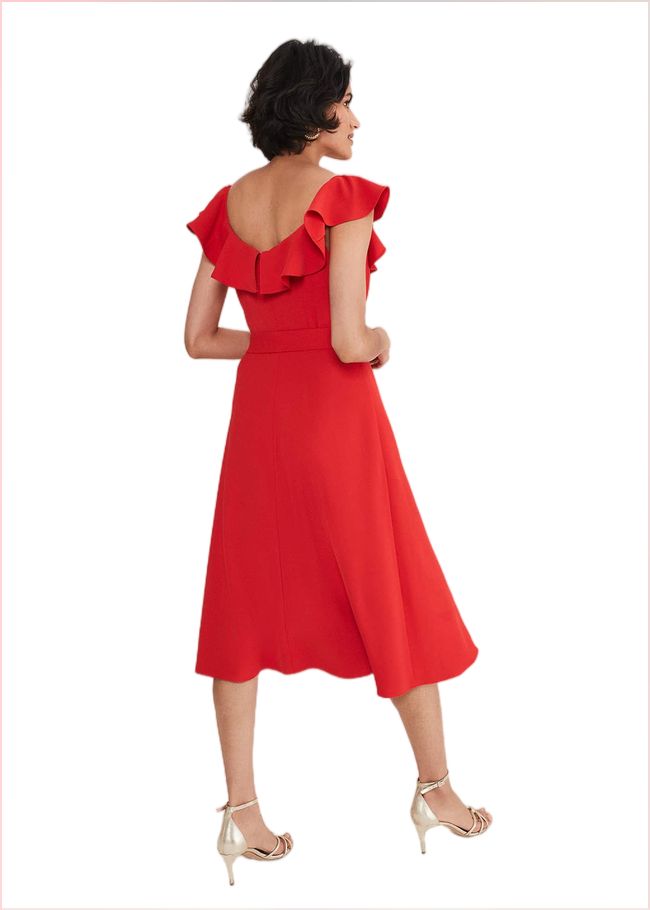  Tatiana Ruffle Wrap Midi Dress Red 221581250