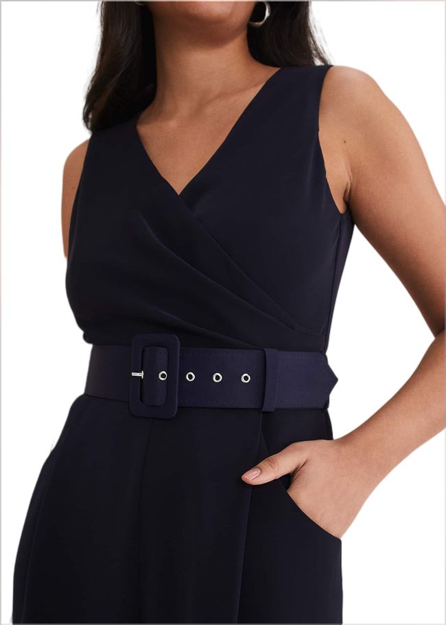  Petite Lissia Navy Wide Leg Jumpsuit Navy 221592351