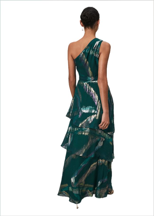  Sonia One Shoulder Silk Maxi Dress Dark Green 221596450