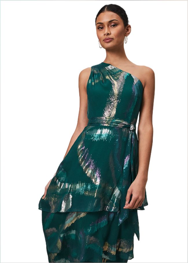  Sonia One Shoulder Silk Maxi Dress Dark Green 221596450