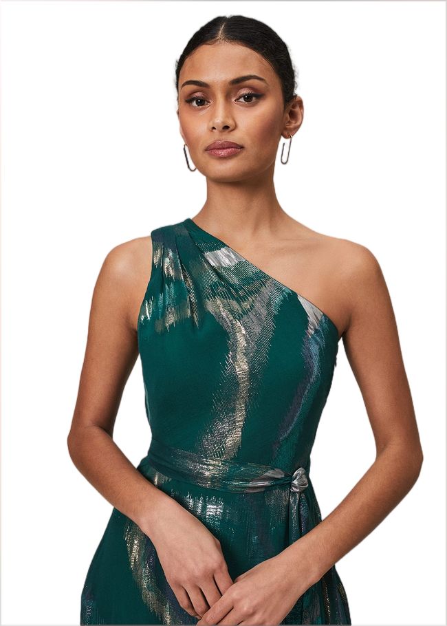  Sonia One Shoulder Silk Maxi Dress Dark Green 221596450