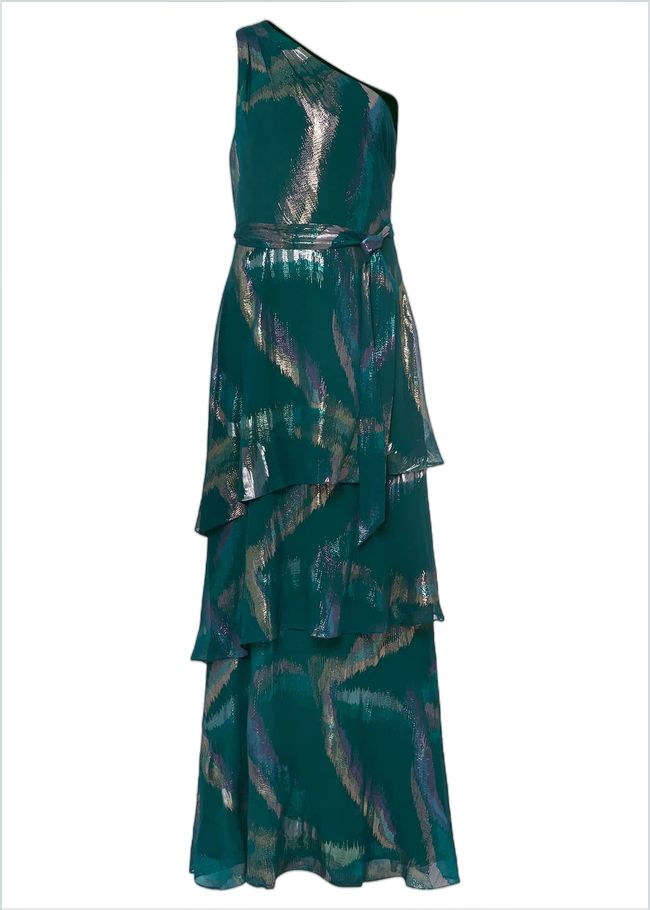  Sonia One Shoulder Silk Maxi Dress Dark Green 221596450