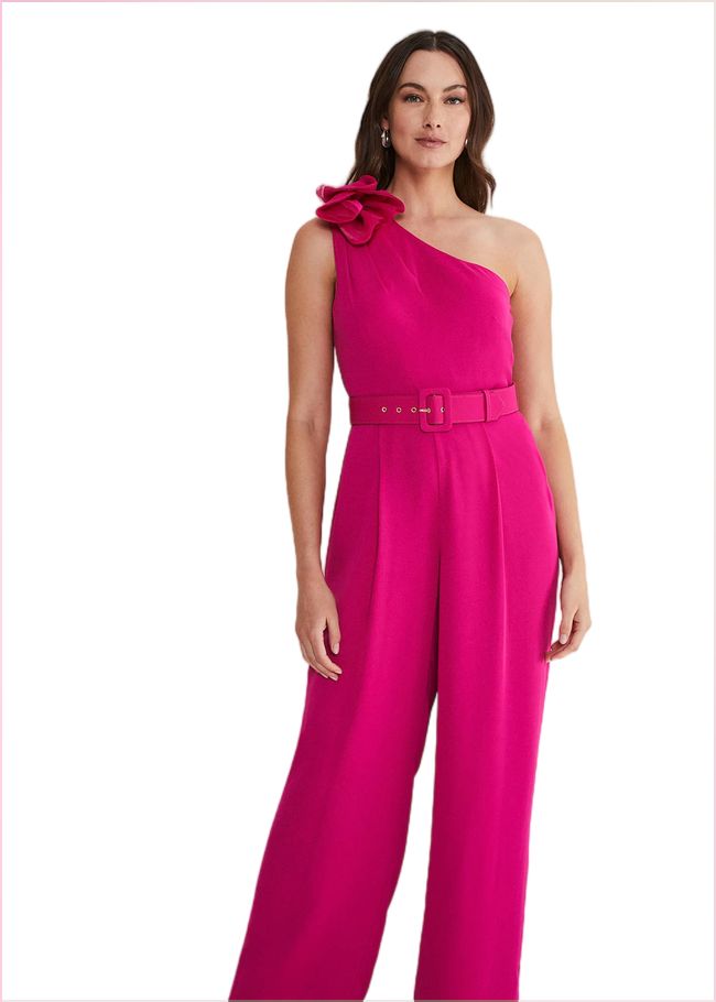  Luisa One Shoulder Jumpsuit Magenta Pink 221599389