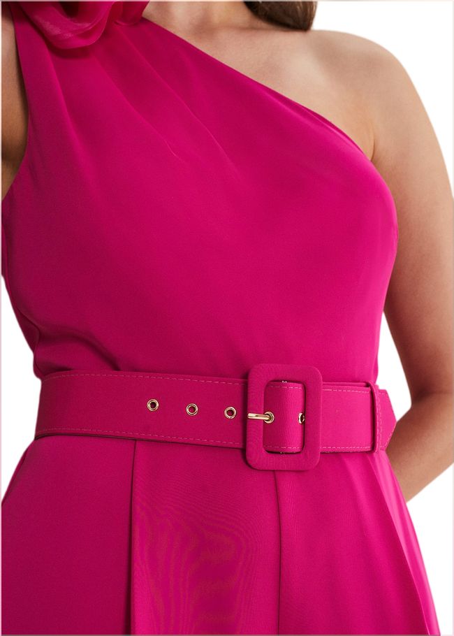  Luisa One Shoulder Jumpsuit Magenta Pink 221599389