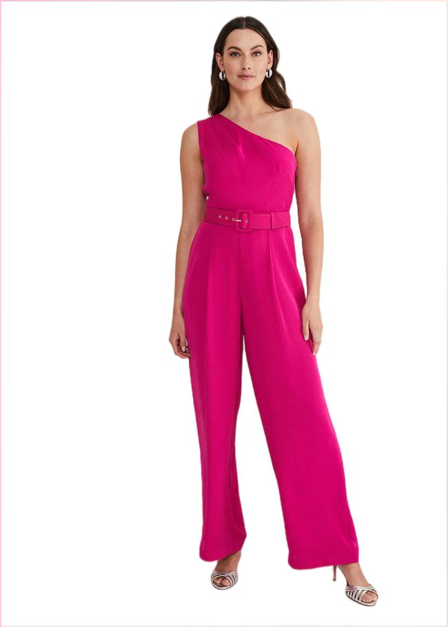  Luisa One Shoulder Jumpsuit Magenta Pink 221599389