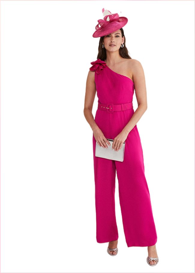  Luisa One Shoulder Jumpsuit Magenta Pink 221599389