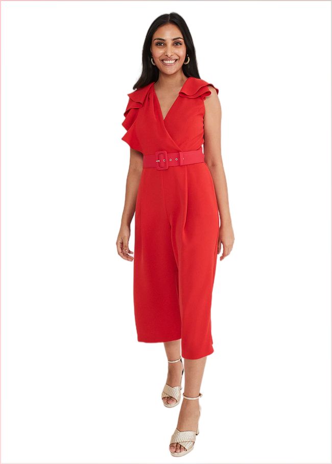  Petite Nicky Ruffle Jumpsuit Fire 221603240