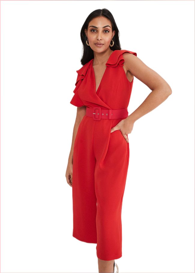  Petite Nicky Ruffle Jumpsuit Fire 221603240