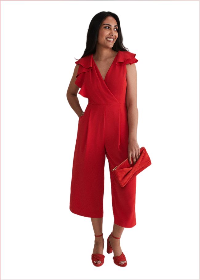  Petite Nicky Ruffle Jumpsuit Fire 221603240