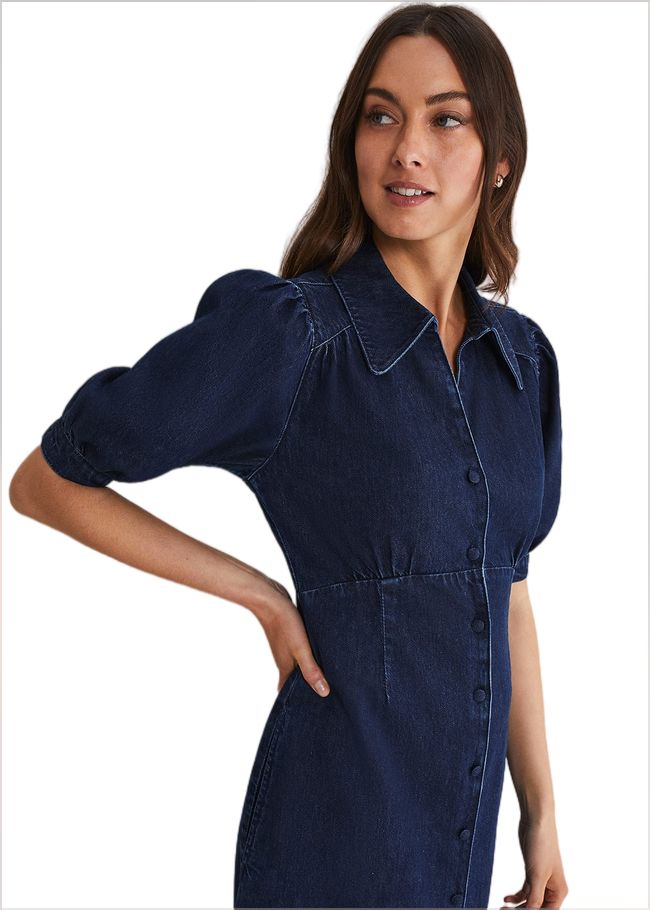  Cosette Denim Midaxi Dress Dark Indigo 221608193