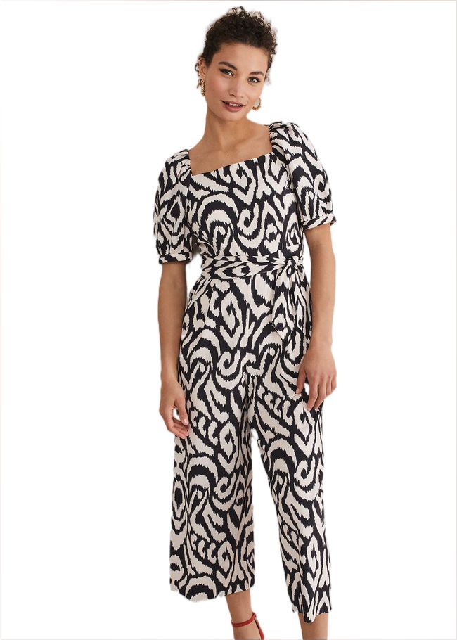  Sara Ikat Wide Leg Jumpsuit Black/Cream 221615843