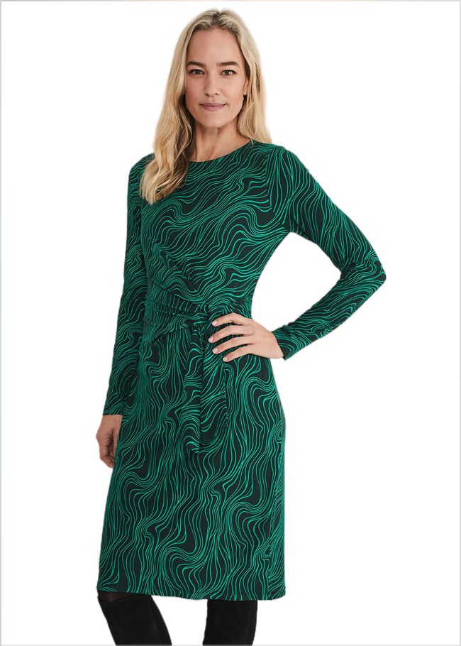  Ally Swirl Midi Dress Green/Black 221620248