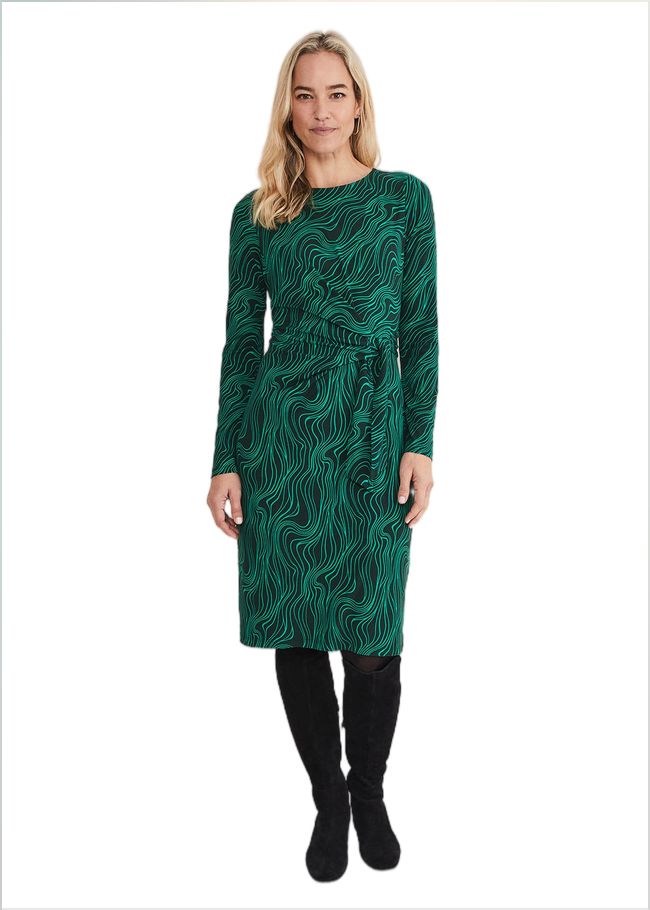  Ally Swirl Midi Dress Green/Black 221620248