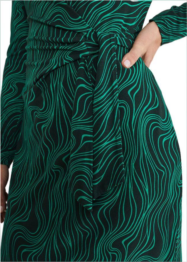  Ally Swirl Midi Dress Green/Black 221620248