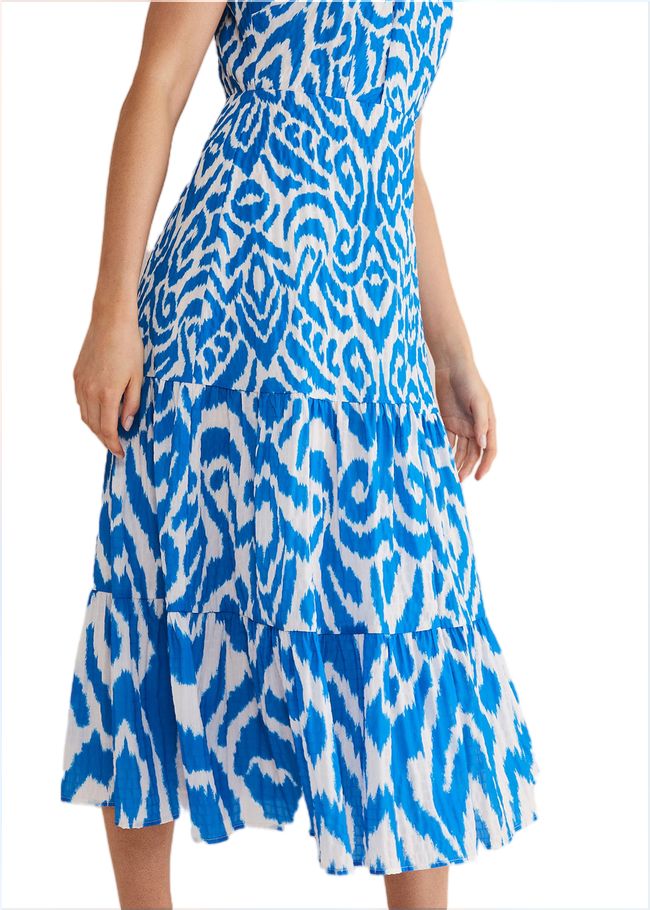  Bella Cross Neck Print Midi Dress Azure Blue/Cream 221623160