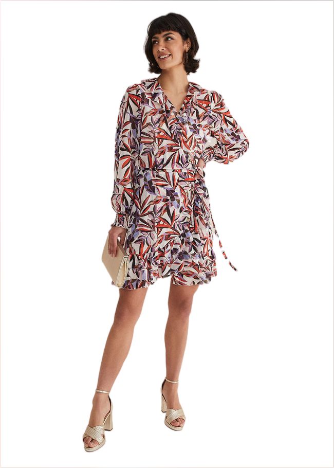  Melinda Leaf Print Mini Dress Ivory/Multi 221626931