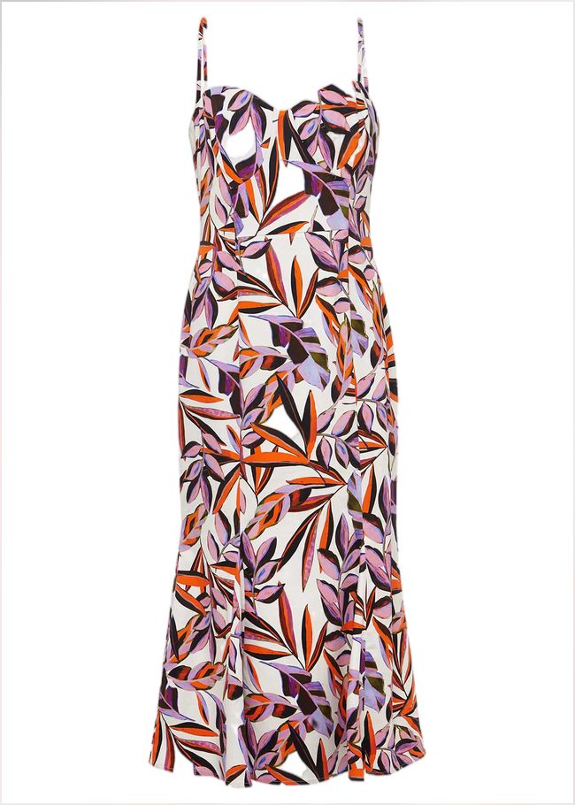  Sammie Leaf Print Fit And Flare Midi Dress Ivory/Multi 221627931