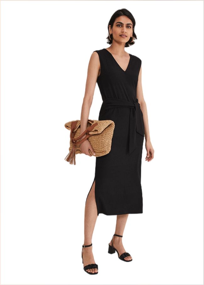  Yazmina Jersey Sleeveless Midi Dress Black 221631050