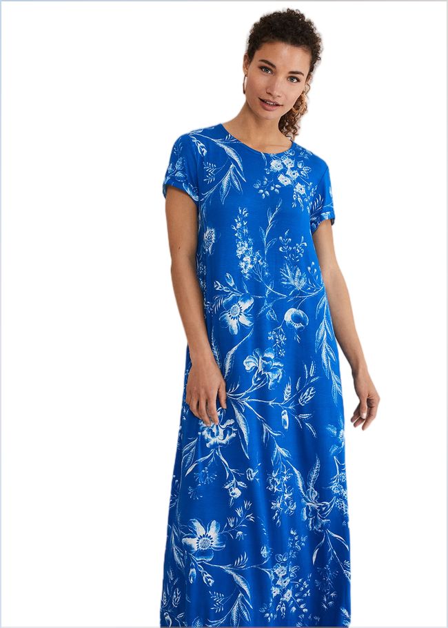  Roxanna Floral T-Shirt Maxi Dress Blue 221634408