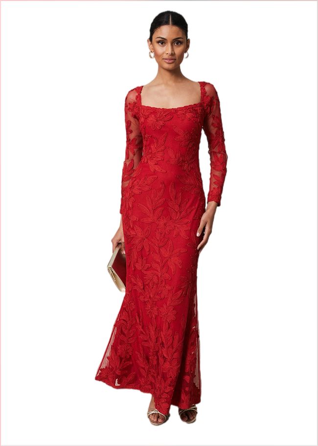  Alicia Tapework Maxi Dress Scarlet 221640731