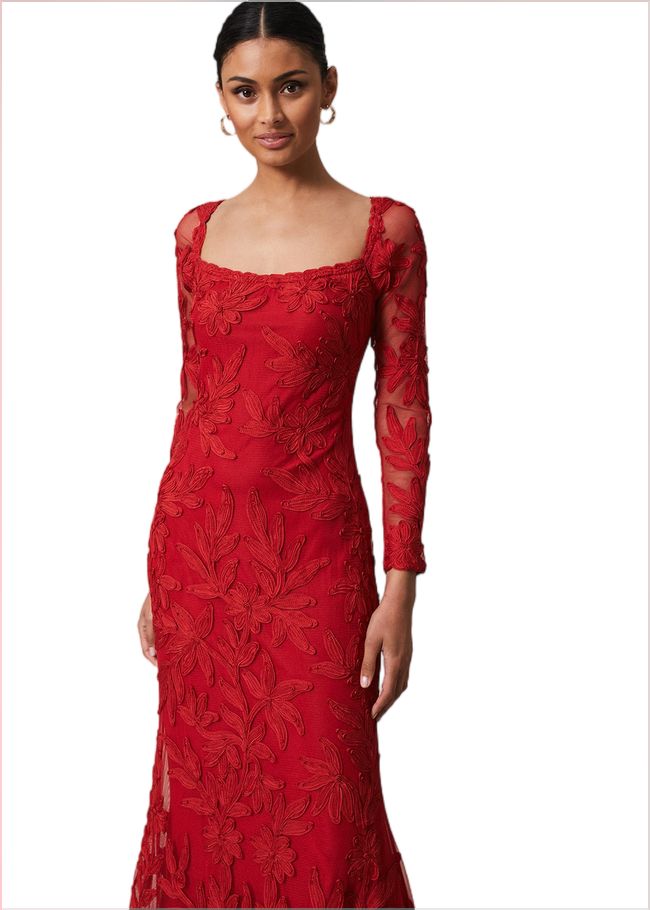  Alicia Tapework Maxi Dress Scarlet 221640731