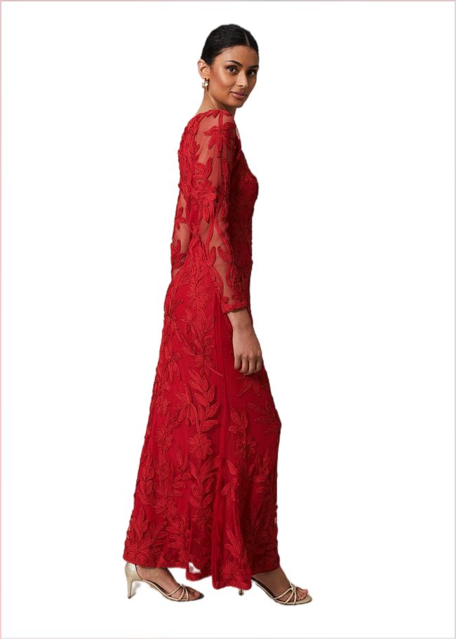  Alicia Tapework Maxi Dress Scarlet 221640731