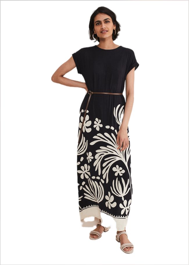  Jeanne Placement Print Jersey Maxi Dress Stone/Black 221649175