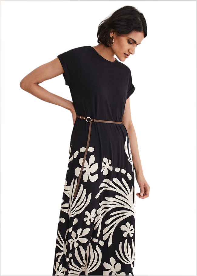  Jeanne Placement Print Jersey Maxi Dress Stone/Black 221649175