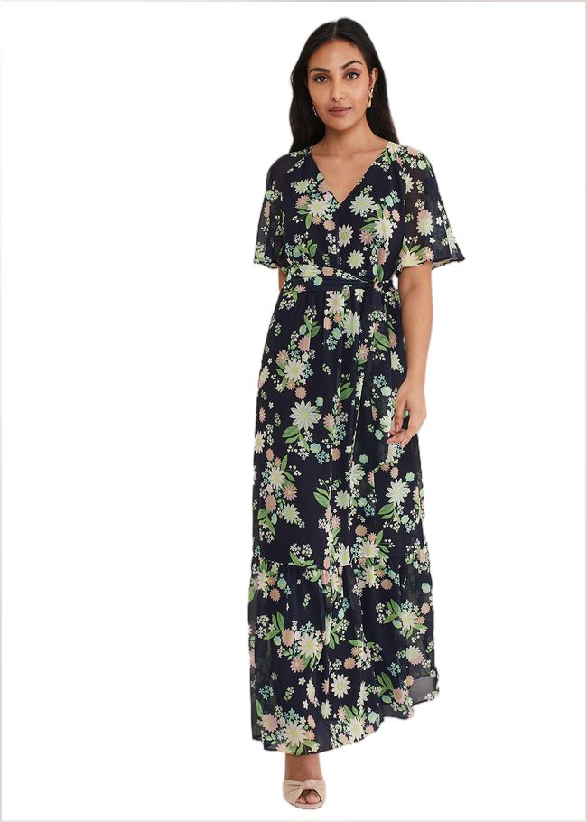  Petite Georgie Floral Tiered Maxi Dress Navy/Multi 221651493