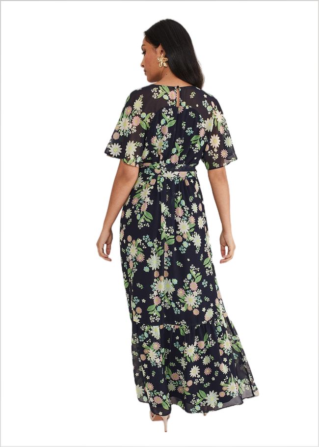  Petite Georgie Floral Tiered Maxi Dress Navy/Multi 221651493