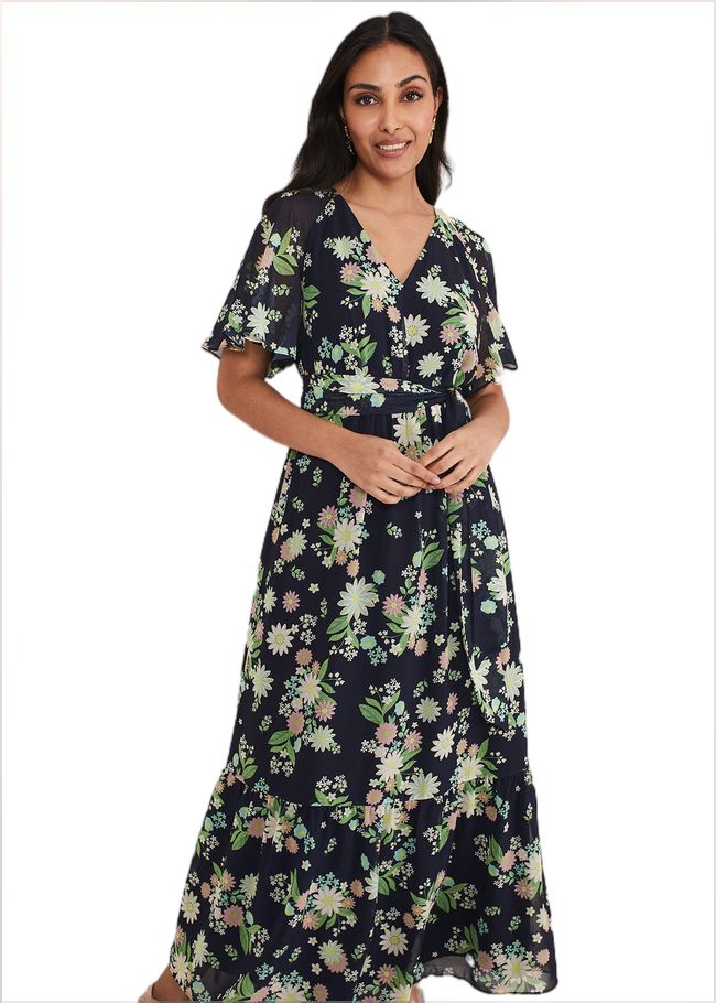  Petite Georgie Floral Tiered Maxi Dress Navy/Multi 221651493