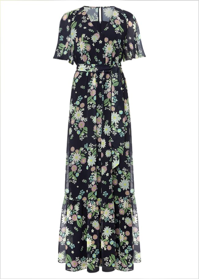  Petite Georgie Floral Tiered Maxi Dress Navy/Multi 221651493