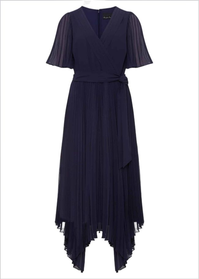  Kendall Pleated Midi Dress Navy 221652351