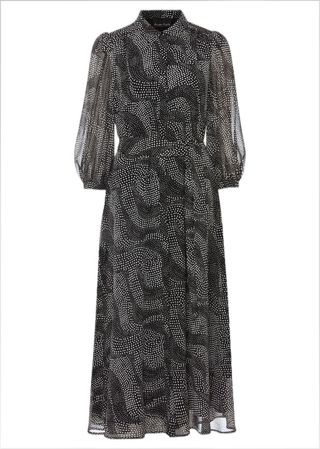  Miriam Chiffon Shirt Midi Dress Black/Ivory 221657230