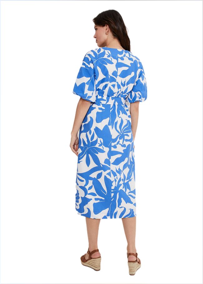  Sienna Cotton Two Colour Midi Dress Blue/Ivory 221659284