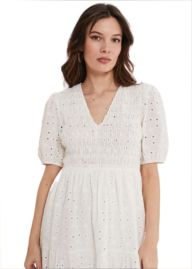  Gretta Broderie Midi Dress White 221664055