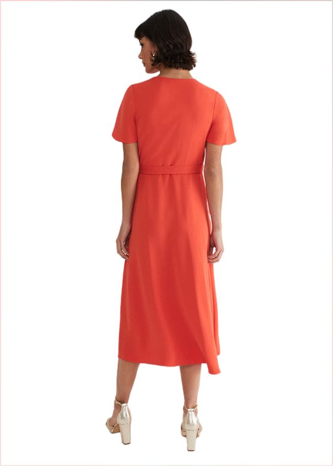  Julissa Ruffle Wrap Midi Dress Vermillion 221669682