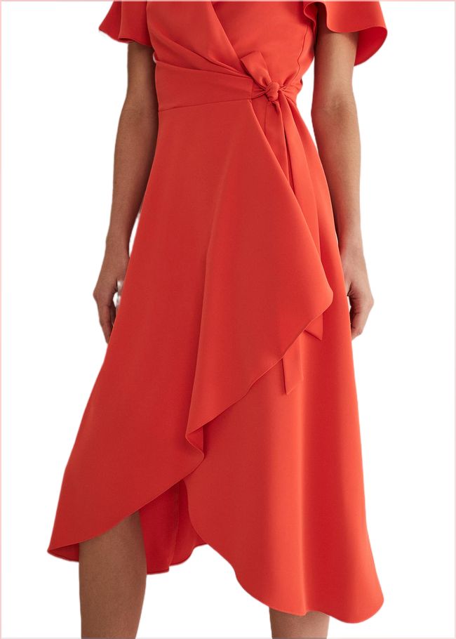  Julissa Ruffle Wrap Midi Dress Vermillion 221669682