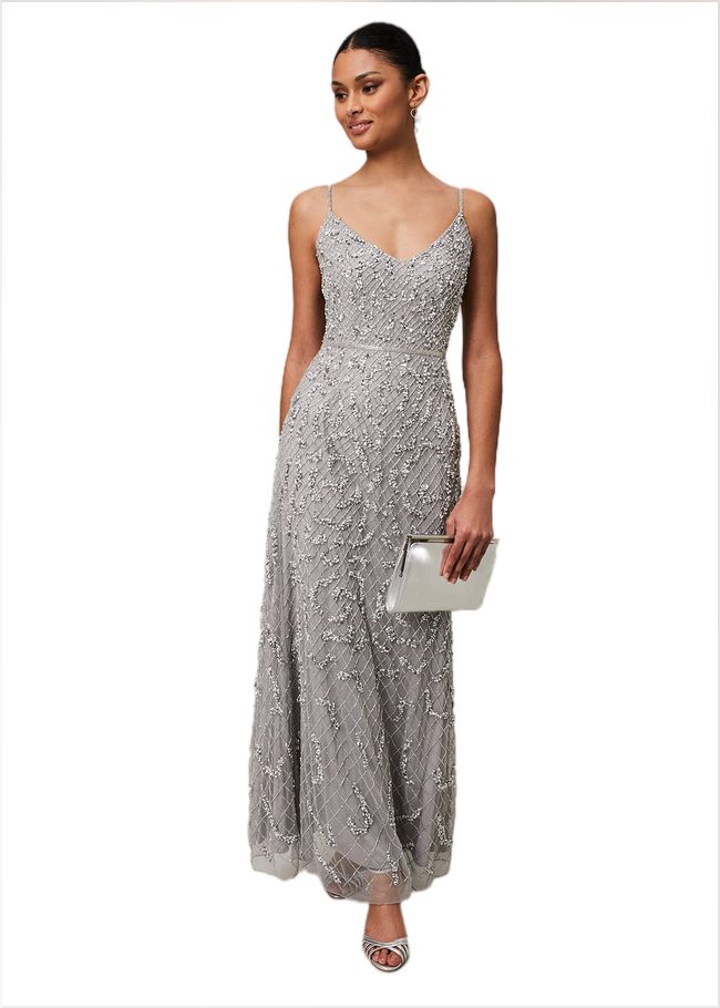  Alexia Sequin Maxi Dress Silver 221683065